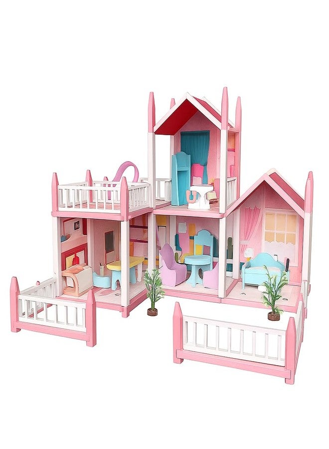 JALKAR Play Dollhouse for Girls, 5 Rooms Kids Dollhouse with Doll Toy Figure, Furniture and Accessories, Doll House Gift Toys for Kids Girls Ages 3 & Up - Image 1